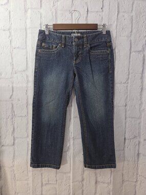 Ann Taylor Size 0 Medium Wash Denim Blue Slim Fit Low Waist Summer Jean Capris